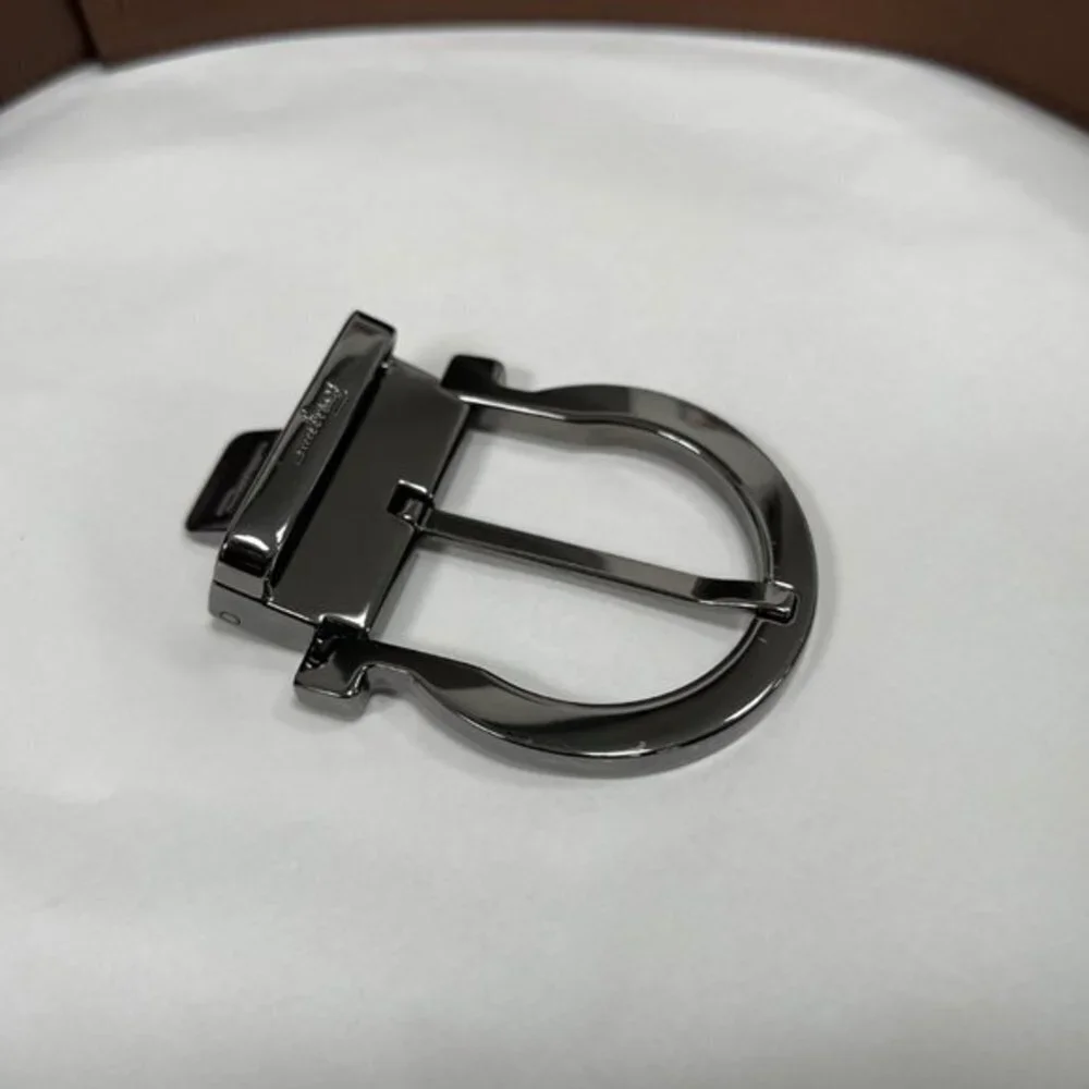 Men's Ferragamo Gancini Reversible Belt with Gunmetal Finish Buckle